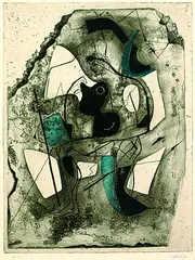 Ferdinand Springer, 2 Bll.: Prométhée IV (Angedenken). Astaroth (Die große Windorgel), 1947, Etching and aquatint
