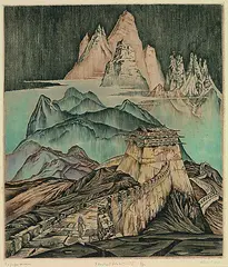 Alexander Friedrich, 2 Bll.: Die große Mauer, 1921, Etching