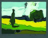 Klaus Fußmann, Raps bei Gelting, 1998, Linocut in colours