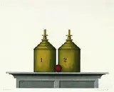 Friedrich Meckseper, Zwei Flaschen, 1974, Etching and aquatint in colours