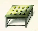 Friedrich Meckseper, Amerikanischer Tisch, 1974, Etching and aquatint in colours