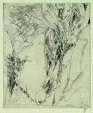 Horst Janssen, 3 Bll.: Brachial. Knieland. Anzügliche Gegend, 1985, Etching