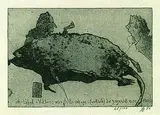Horst Janssen, Ich - Lübeck und Voltaire, 1981, Etching