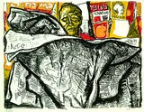Renato Guttuso, Uomo con giornale, 1965, Lithograph in colours