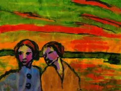 Emil Nolde, Zwei Frauen vor Landschaft, 1930, Watercolour