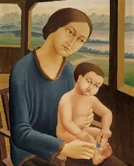 Mutter mit Sohn by Georg Schrimpf, 1923, Oil on canvas, sold Dec 2004