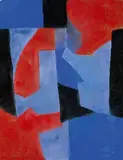 Serge Poliakoff, Composition Rouge, Bleue et Noir, 1965, Gouache