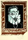 L' Homme à la Fraise (Portrait d' Homme à la Fraise) by Pablo Picasso, 1963, Linocut in colours, sold Dec 2004