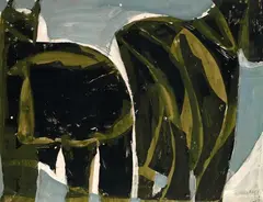 HAP Grieshaber, Fjordpferde - Skizze, 1960, Gouache