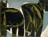 HAP Grieshaber, Fjordpferde - Skizze, 1960, Gouache