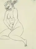 Sitzender weiblicher Akt, die Hände im Schoß by Ernst Ludwig Kirchner, 1912, Drawing, sold Dec 2004