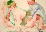 Mädchen und zwei Männer by George Grosz, 1929, Watercolour, sold Dec 2004