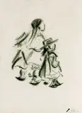 Drei Mädchen by Heinrich Zille, Charcoal drawing, sold Dec 2004