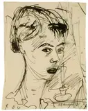 Kopf eines jungen Mädchens im Dreiviertelprofil nach rechts by Ernst Ludwig Kirchner, 1916, Pen and Indian ink drawing, sold Dec 2004