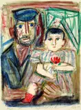 Otto Dix, Hafenarbeiter mit Kind, 1968, Lithograph in colours