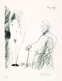 Pablo Picasso, Femme nue et Homme à la Canne, 1969, Lithograph