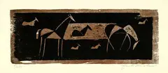 Pferde auf der Weide (Fünf, eigentlich sieben Pferde) by Ewald Mataré, 1935, Woodcut in colours, sold Dec 2004