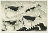 Ewald Mataré, Kühe im Wind, 1928, Woodcut in colours