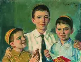 Eugen Spiro, Drei Bachurim, 1959, Oil on canvas