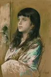 Franz von Lenbach, Mädchenporträt, Pastel