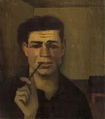 Theo Eble, Selbstporträt mit Pfeife, 1923, Oil on canvas