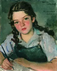Eugen Spiro, Biri, das Schulmädchen, 1931, Oil on cardboard
