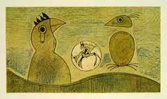 Deux Oiseaux by Max Ernst, 1975, Lithograph in colours, sold Dec 2004