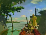 Josef Bato, Südliche Landschaft, 1920, Oil on cardboard