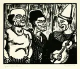 Drei Spanische Clowns by Erich Heckel, 1928, Woodcut, sold Dec 2004