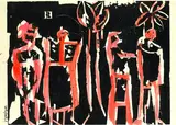 Bayerischer Schulfunk by HAP Grieshaber, 1967, Woodcut, sold Dec 2004