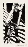 S. Miemann, Radfahrer, 1949, Woodcut