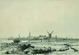 Harmensz. van Rijn Rembrandt, Ansicht von Amsterdam, 1640, Etching