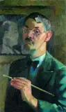 Selbstbildnis, mit malender Hand by Conrad Felixmüller, 1939, Oil on canvas, sold Oct 2004