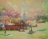 Die große Werft by Edward Cucuel, 1921, Oil, sold Oct 2004