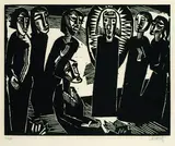 Christus (Kristus) unter den Frauen by Karl Schmidt-Rottluff, 1919, Woodcut, sold Oct 2004