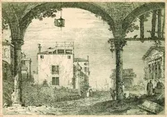 Antonio Canaletto, Der Säulengang mit der Laterne, Etching