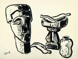 Stillleben mit Kopf und Schale by Karl Schmidt-Rottluff, 1961, Brush and Indian ink drawing, sold Oct 2004