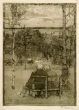 Im Mai by Heinrich Vogeler, 1897, Etching, sold Oct 2004