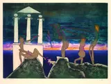 Roberto Sebastian Echaurren Matta, L'arc obscure des heures, 1975, Etching and aquatint in colours