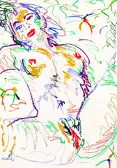 Birgit by Luciano Castelli, 1984, Coloured chalk drawing, sold Oct 2004