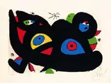 Gat asturat (Erschrockene Katze) by Joan Miró, 1980, Lithograph in colours, sold Oct 2004