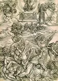 Der Engelkampf by Albrecht Durer, 1496, Woodcut, sold Oct 2004