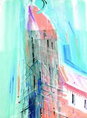 August Ohm, Keitumer Kirche eingerüstet, 2002, Gouache
