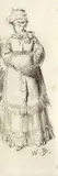 Wilhelm Busch, Grete Fehlow mit Pelzhaube und Muff, 1881, Pencil drawing