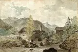 Die Pfannenschmiede bei Fischbachau by Johann Jakob Dorner the Younger, 1826, Watercolour, sold Oct 2004