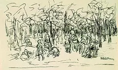Im Park by Max Liebermann, Pen and Indian ink drawing, sold Oct 2004