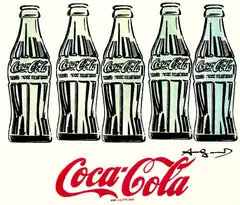 Five Coke Bottles by Andy Warhol, 1962, Offset lithograph in colours, sold Oct 2004