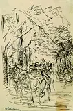 Max Liebermann, Im Café, 1893, Pen and Indian ink drawing