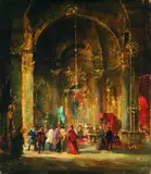 Peter Götz Pallmann, Interieur (Italienische Kirche), 1945, Oil on fibreboard