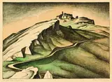 Alexander Kanoldt, Il Paese di Bellegra, 1924, Lithograph